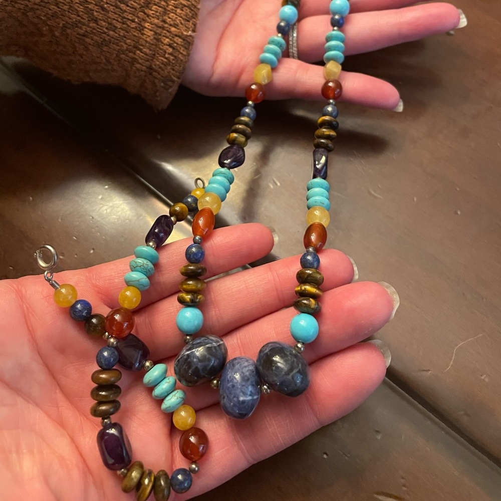 Natural stone necklace & bracelet set